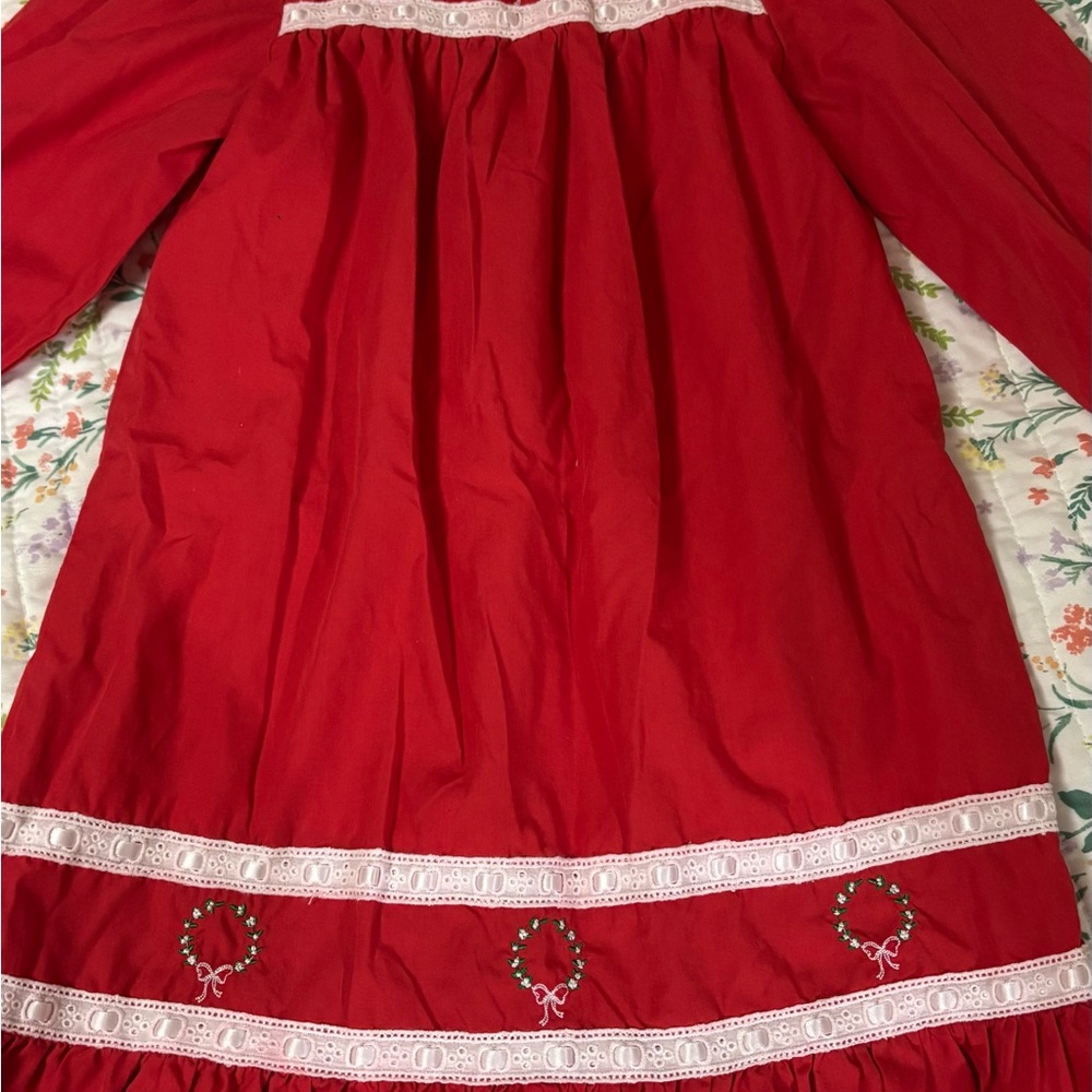 Elegant Red Kids Dress with Lace Trim